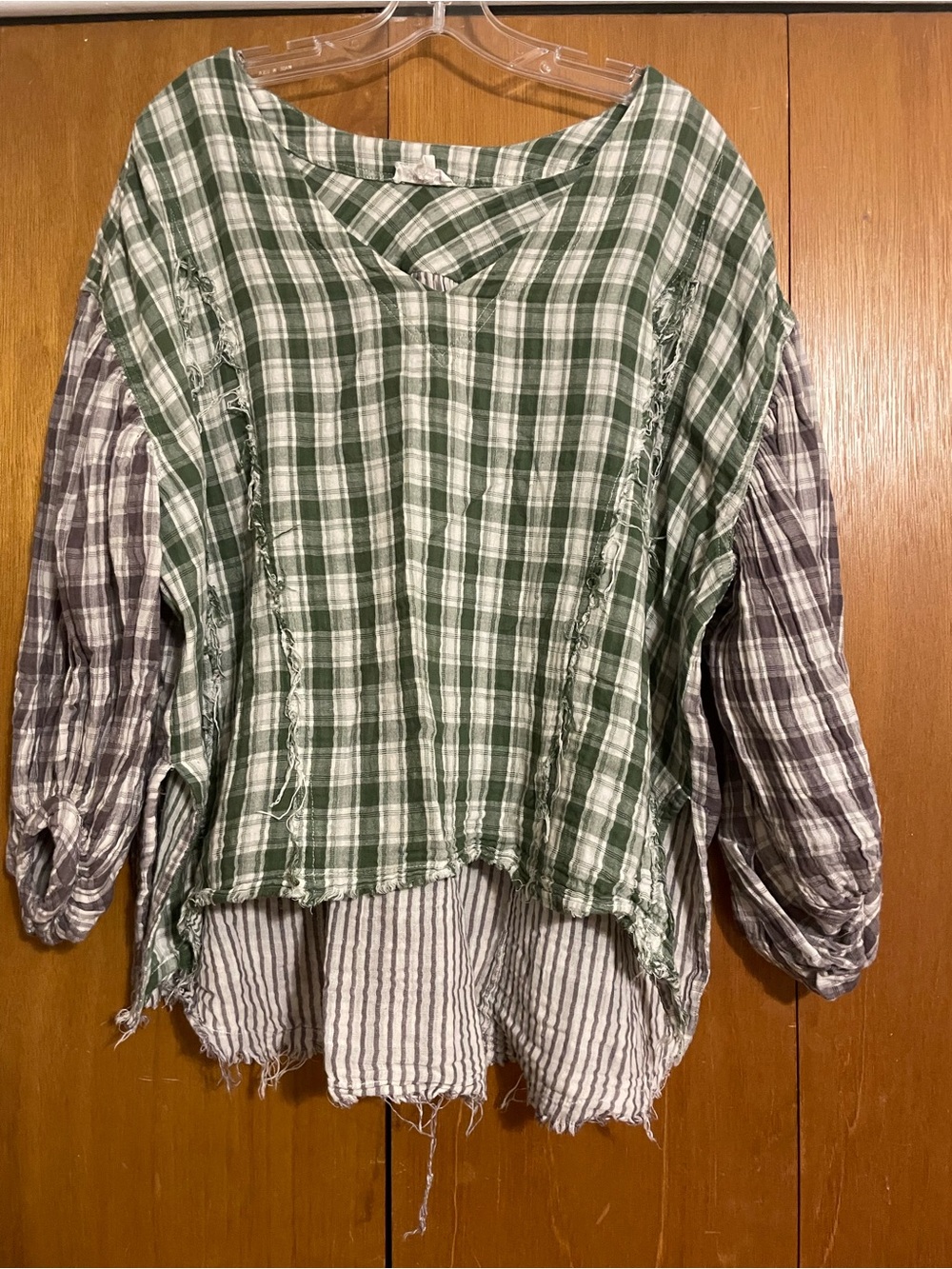 Green Plaid Hi-low Top